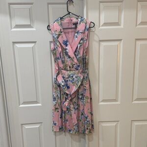 Nina Leonard Pink Floral Midi Dress